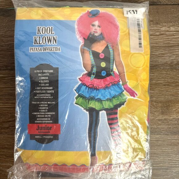 Kool Klown Junior Costume With Dress Gloves Collar Headband & Footless Tights - Picture 1 of 4